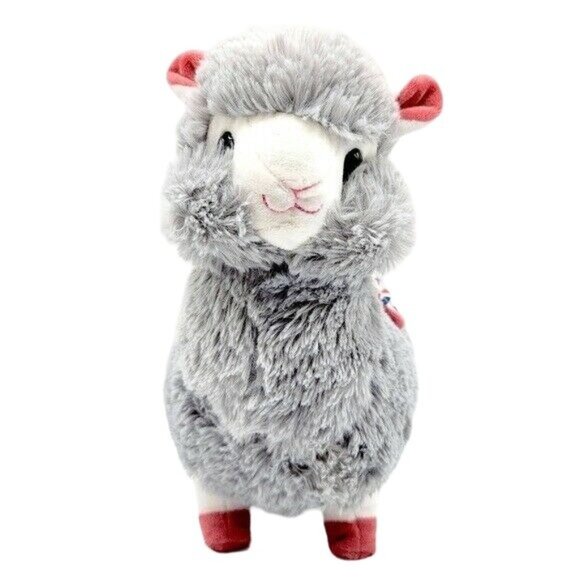 KellyToy Llama Plush Gray 13" Tall Blanket Saddle Back Pink Hooves Stand Alpaca - Picture 3 of 11